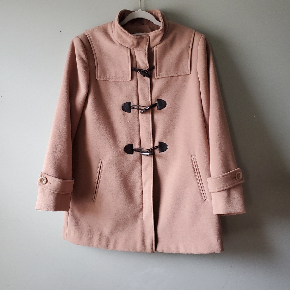 St. John's Bay Camel Fleece Peacoat Toggle Button Large